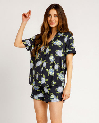 Maternity Turtle Print Button-Up Short Pyjama Set